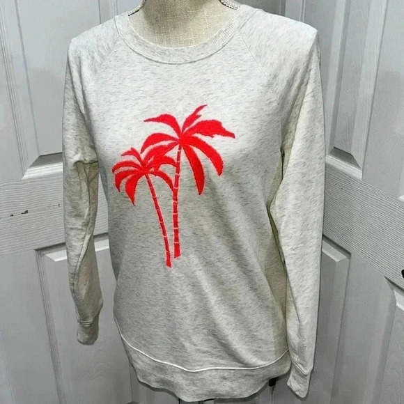 Old Navy Sweatshirt with hot pink neon embroidered palm tree on front - Picture 2 of 11